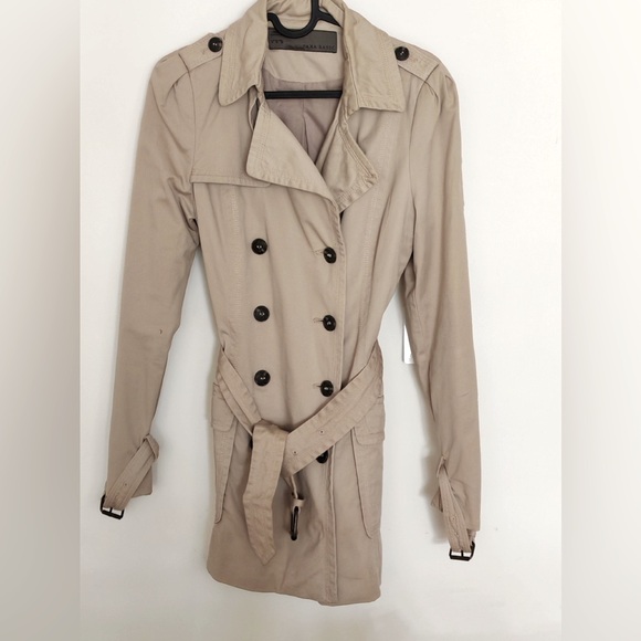 Zara Belted Double Breasted Cotton Trench Coat - Picture 1 of 6